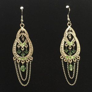 Silver Green Stone Dangling Earring Boho Bollywood